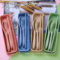 4 Sets Wheat Straw Reusable Spoon Chopstick Forks